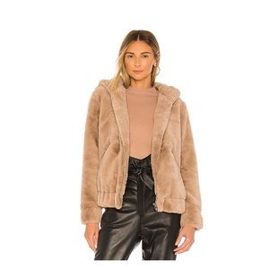 Blank NYC Faux Fur Bomber Jacket – Sand Stoner Teddy Jacket